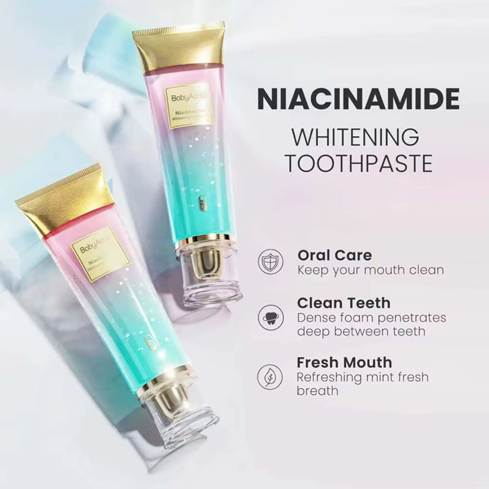 1-5PCS Niacinamide Whitening Toothpaste Dental Stains Removing Prevent Bad Breath Oral Cleaning Reduces Plaque Toothpaste 100G